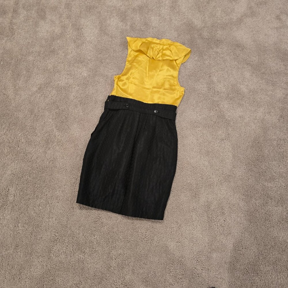 BCBG Max Azria | Sleeveless Career Dress | Yellow and Black | Size 4 - Picture 2 of 12